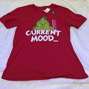 NWT THE GRINCH "Current Mood/Today I Feel" Short Sleeve Red T-Shirt Sz Small